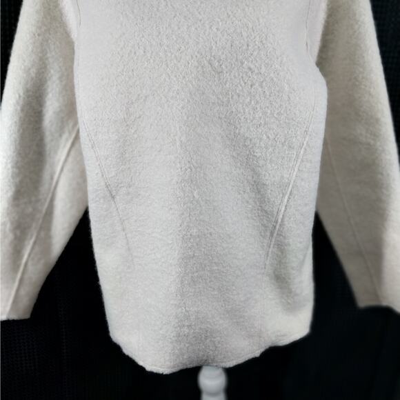 ZARA! VANILLA CREAM 100% BOILED WOOL DECONSTRUCTED SLIP-ON SWEATER! SZ S - Picture 4 of 11